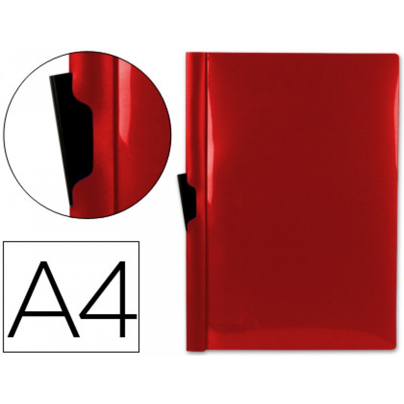 Classificador A4 clip Lateral Transparente 60 Folhas Vermelho