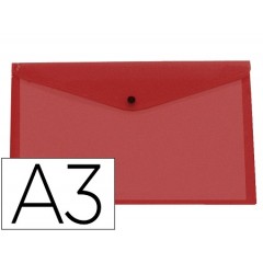 Envelope Plástico A3 com Mola Vermelho Translucido 10 Unidades