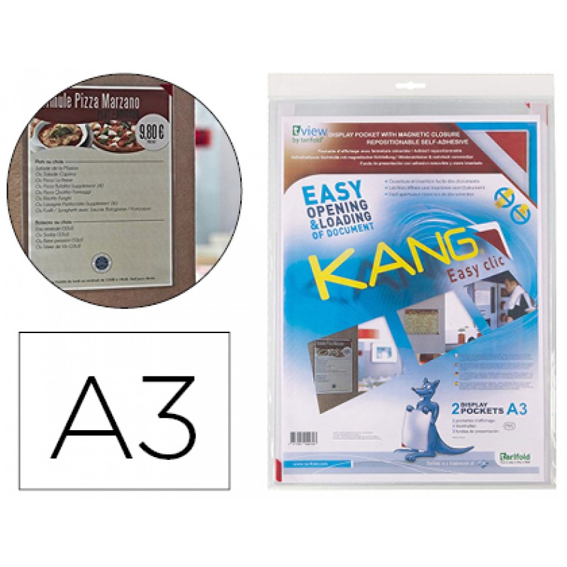 Bolsa Tarifold Kang Easy Clic Adesiva Removivel A3 Esquina Magnética 2 Un.