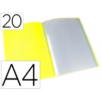 Pasta Portfólio A4 com 20 Bolsas Catálogo Amarelo Fluor Opaco