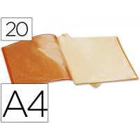Pasta Portfólio A4 com 20 Bolsas Catálogo Laranja Fluor Opaco