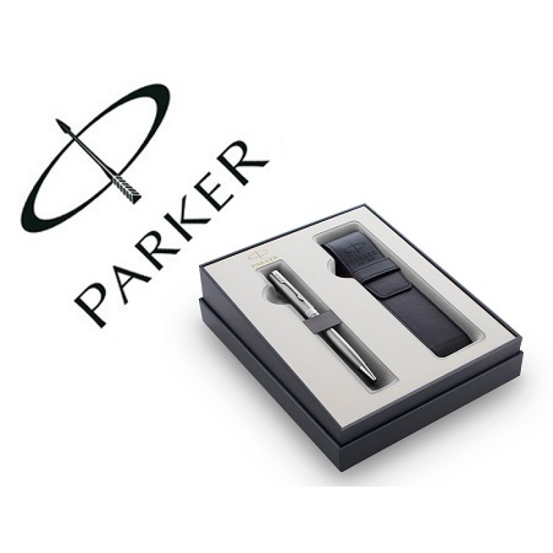 Conjunto Parker Caneta Sonnet Aço Preto GT + Bolsa