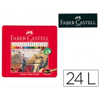 Lápis de Cor Faber Castell 24 Unidades Caixa de Metal