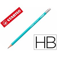 Lápis Grafite HB Swano Stabilo com Borracha Pastel Azul 12 Unidades