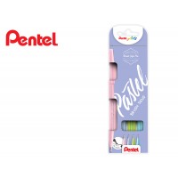 Marcador Ponta Pincel 4 Cores Pastel Pentel Touch