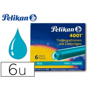 Cartucho de Tinta Pelikan Turquesa-Caixa de 6 unidades