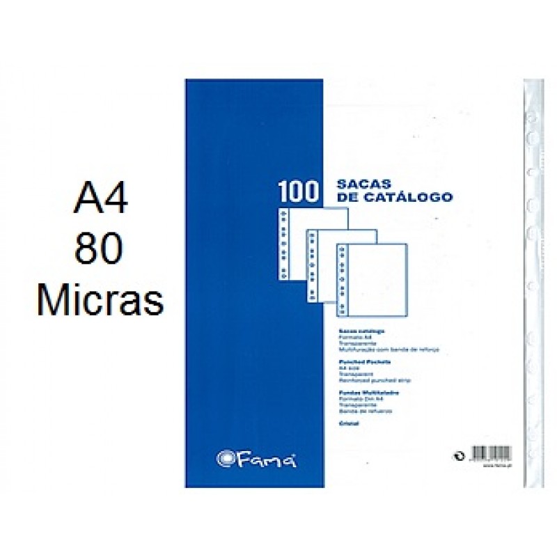 Bolsa Catálogo A4 80 Microns Cristal Fama 100 Unidades