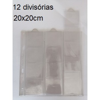 Bolsa Plástica Numismática 20x20cm 12 Divisórias Abertura Superior Ambar