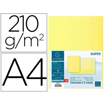 Classificador A4 Cartolina 210grs com 2 Abas Amarelo 50 Unidades