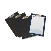 Porta Notas Prancheta Com Clip Cartão Forrado PVC Folio Preta