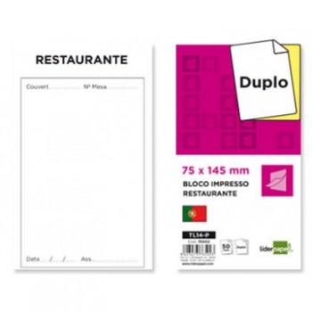 Bloco Notas de Restaurante 145x75mm Original e Cópia