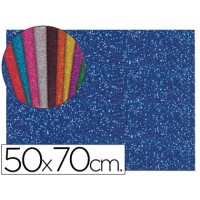 Folha Borracha Eva (esponja) 50X70cm 2mm Glitter Azul Escura 10 Unidades