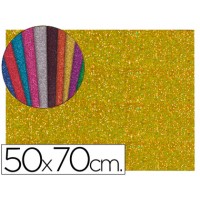 Folha Borracha Eva (esponja) 50X70cm 2mm Glitter Ouro 10 Unidades
