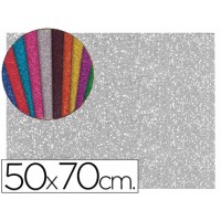 Folha Borracha Eva (esponja) 50X70cm 2mm Glitter Prata 10 Unidades