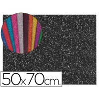 Folha Borracha Eva (esponja) 50X70cm 2mm Glitter Preto 10 Unidades