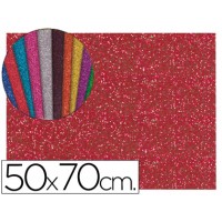 Folha Borracha Eva (esponja) 50X70cm 2mm Glitter Vermelho 10 Unidades