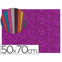 Folha Borracha Eva (esponja) 50X70cm 2mm Glitter violeta 10 Unidades