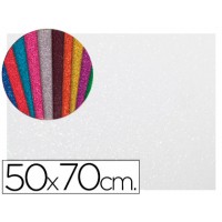 Folha Borracha Eva (esponja) 50X70cm 2mm Glitter Branca 10 Unidades