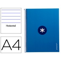 Caderno A4 Espiral 80 Folhas 90gr 4 Furos Capa Cartão Pautado Azul