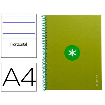 Caderno A4 Espiral 80 Folhas 90gr 4 Furos Capa Cartão Pautado Verde