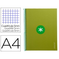 Caderno A4 Espiral 80 Folhas 90gr 4 Furos Capa Cartão Xadrez Verde