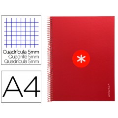 Caderno A4 Espiral 80 Folhas 90gr 4 Furos Capa Cartão Xadrez Vermelho