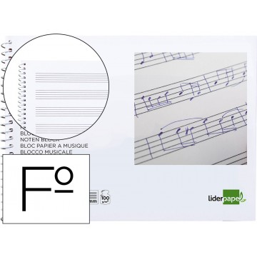 Caderno de Música Espiral Fólio Pentagrama 20 Folhas 100 gr Ao Baixo