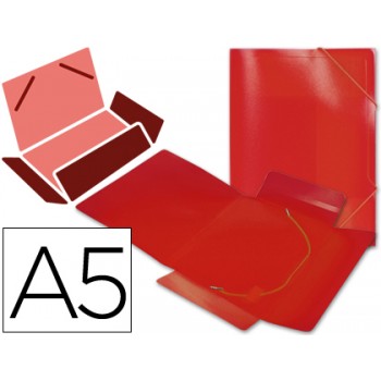 Capa A5 Com Elásticos Plástico PP 400 Microns Translúcido Vermelha