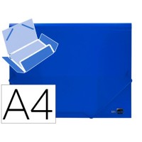 Capa A4 Com Elásticos Plástico PP 400 Microns Translúcido Azul