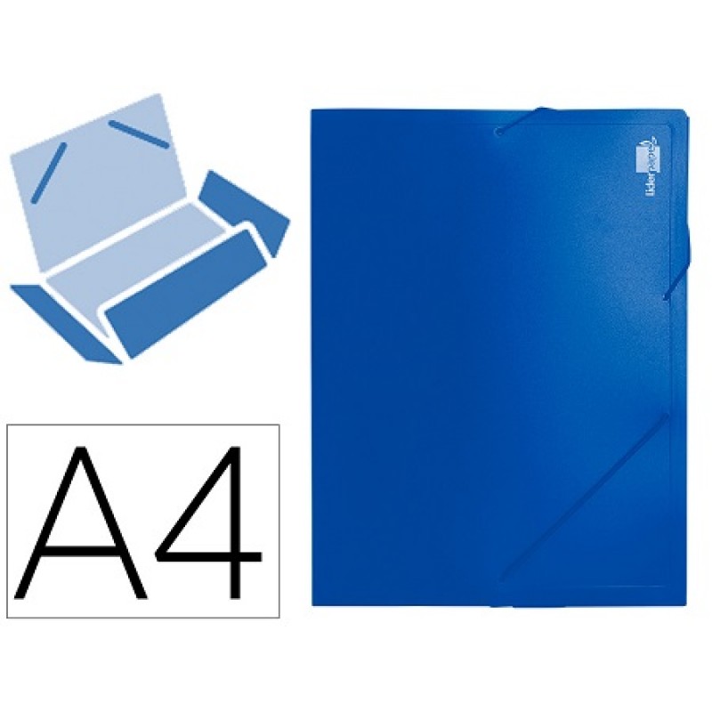 Capa A4 Com Elásticos Plástico PP Lombada Rígida 2 Bolsas Azul 