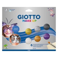Conjunto Giotto Make Up Pintura Facial 6 Frascos 5ml Cores Metálicas