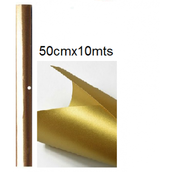 Papel Metalizado Rolo 50cmx10mt Dupla Face Ouro/ Ouro
