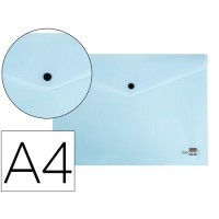 Envelope Plástico A4 com Mola Celeste Opaco 12 Unidades
