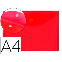 Envelope Plástico A4 Com Velcro Vermelho 12 Unidades