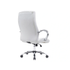 Cadeira de Direcção Base Metal Rodas Premium Imitação Pele Branca