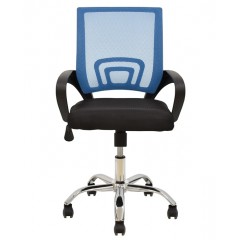 Cadeira de Escritório Giratória Fiss New Preta Rede Azul e Tecido Preto