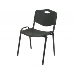 Cadeira Confidente Estrutura Metal Encosto PVC Ergonómica Preto