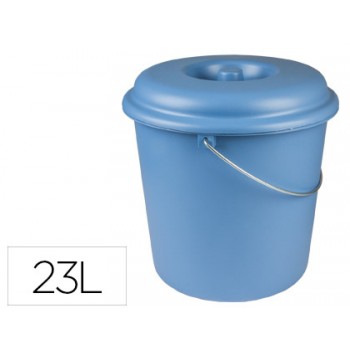 Balde de Lixo Domestico com Tampa e Asa Metálica 23 Litros Azul