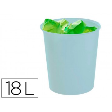 Cesto de Papéis em Plástico 18 Litros Ecogreen 100% Reciclável Azul Pastel