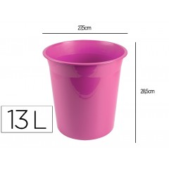 Cesto de Papéis em Plástico 13 litros Ecouse Reciclado Opaco Rosa