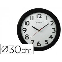 Relógio de Parede Redondo em Plástico Preto 30cm Q-Connect