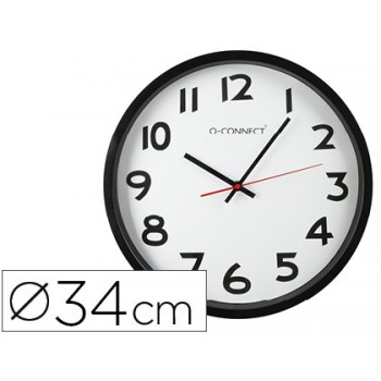 Relógio de Parede Redondo em Plástico 35cm Aro Preto Q-Connect