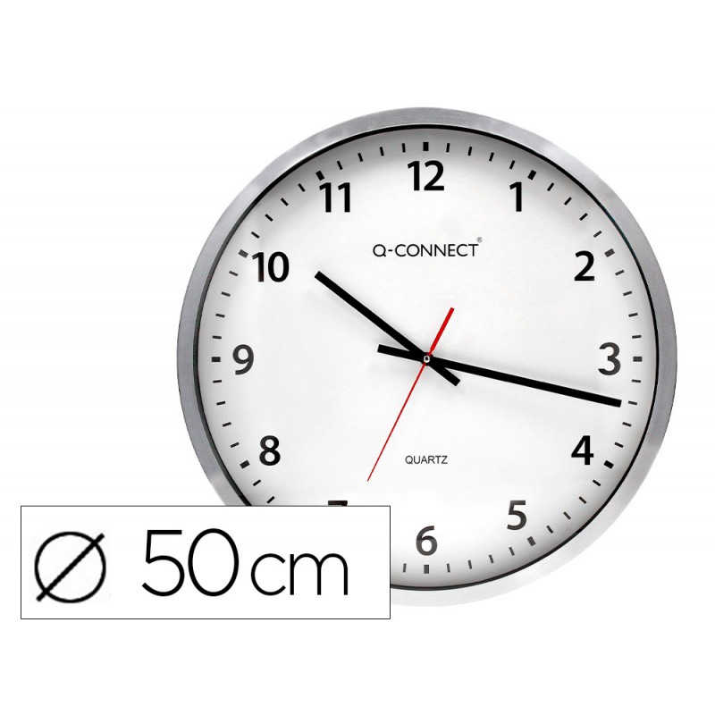 Relógio de Parede Redondo em Plástico Cromado 50cm Q-Connect