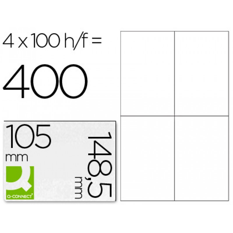 Etiquetas A4 105x148mm Autocolantes Brancas 100 Folhas Q-Connect