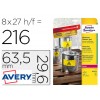 Etiquetas A4 Avery 63,5x38,1mm Autocolantes Permanentes 25 Fls