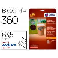 Etiquetas A4 Avery Autocolantes Removível Kraft Oval 63,5x42,3mm 20 Folhas