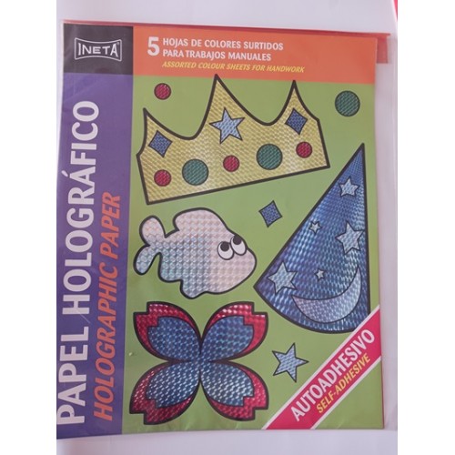 Cartolina A4 Autocolante Holográfico Pack de 6 Cores Sortidas