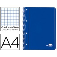 Caderno A4 Espiral 80 Folhas Capa Azul Xadrez