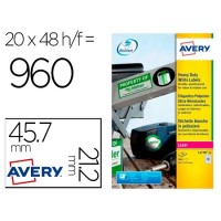 Etiquetas A4 Avery Autocolantes Poliester Branco 45,7x21,2mm 20Fls