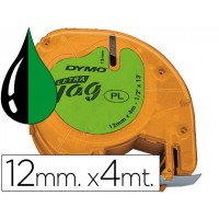 Fita DYMO letratag Plástica 12mmx4m Verde/Preto 91204